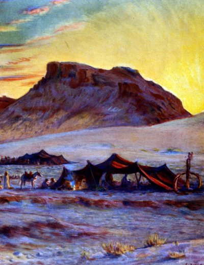 Grupo de nómadas árabes en el desierto. por Nasreddine Dinet (Alphonse-Étienne Dinet). 1861 1929. pintor orientalista francés 1918 de Alphonse Etienne Dinet