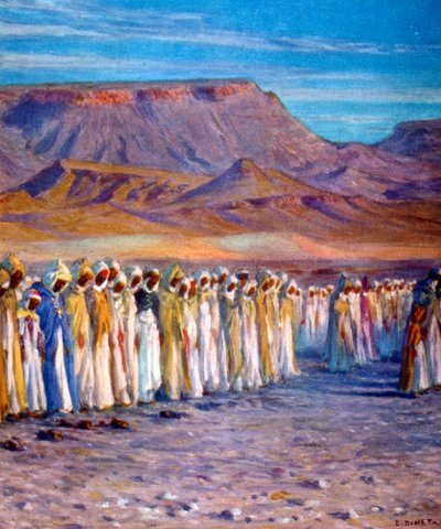 Ilustración de peregrinos árabes musulmanes camino de La Meca, por Nasreddine Dinet (Alphonse-Étienne Dinet). 1861 1929 de Alphonse Etienne Dinet