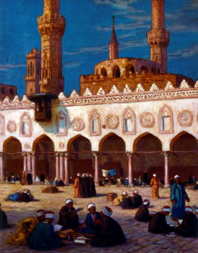 Ilustración de académicos y estudiantes de la Universidad de Al Azhar. Por Nasreddine Dinet (Alphonse-Étienne Dinet). 1861 1929 de Alphonse Etienne Dinet