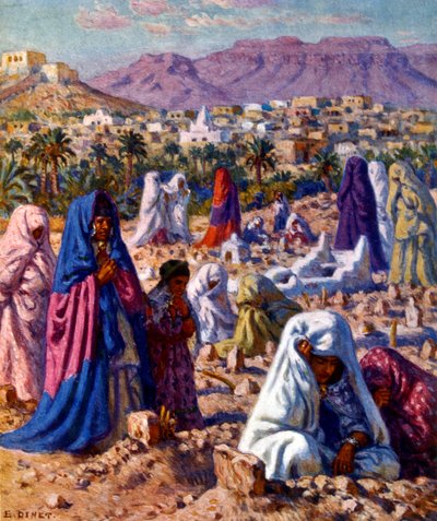 Cementerio musulmán en el norte de África. por Nasreddine Dinet (Alphonse-Étienne Dinet). 1861 1929. pintor orientalista francés 1918 de Alphonse Etienne Dinet