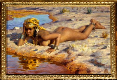 En el borde del wadi. Pintura de Etienne Dinet (1861-1929) de Alphonse Etienne Dinet