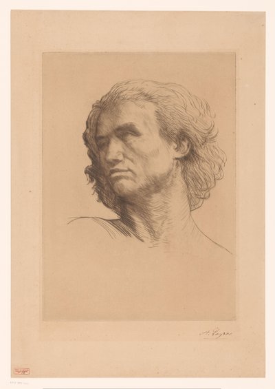 cabeza de un hombre de Alphonse Legros (signed by artist)