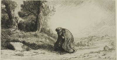 Un vagabundo caminando por un sendero de Alphonse Legros
