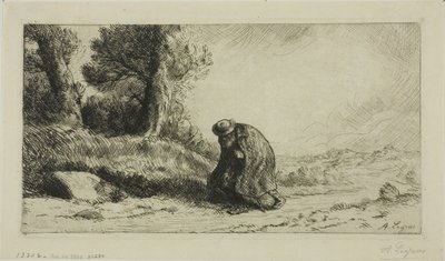 Un vagabundo caminando por un sendero de Alphonse Legros