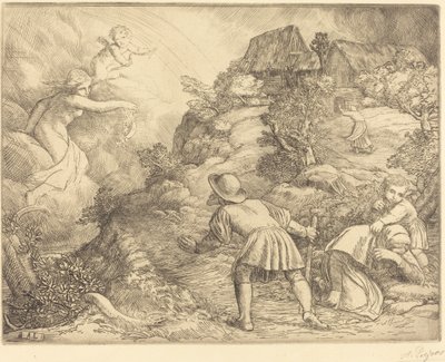Alegoría del campesino y la fortuna (Le paysan et la fortune: Sujet allegorique) de Alphonse Legros