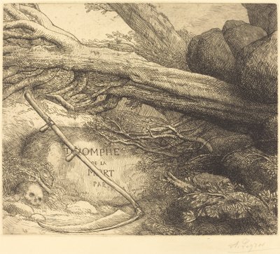 Avalancha: Frontispicio para Triunfo de la Muerte de Alphonse Legros