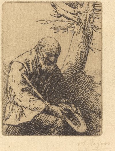Mendigo con Sombrero en Mano de Alphonse Legros
