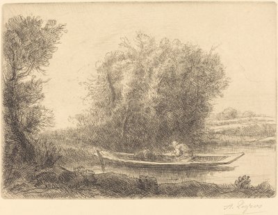 Curva en el río (Un coin de rivière) de Alphonse Legros