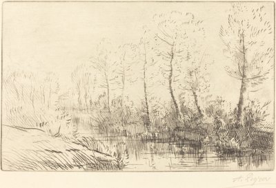 Abedules: Orilla del Agua Vista en la Luz de la Mañana de Alphonse Legros