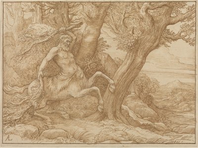 Centauro con ramas (pluma y tinta marrón sobre papel de estambre) de Alphonse Legros