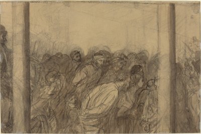 Multitud de personas vistas entre dos columnas [verso] de Alphonse Legros