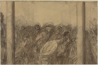 Multitud de personas vista entre dos columnas [reverso] de Alphonse Legros