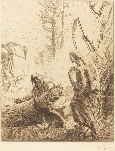 La muerte y el leñador, tercera placa La mort et le bucheron de Alphonse Legros
