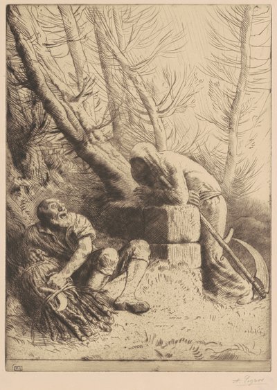 La muerte y el leñador, lámina 4 de Alphonse Legros