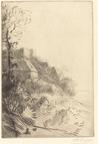 Granja en una ladera bajo la luz del sol de Alphonse Legros