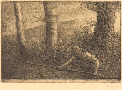 Pescador con una red de aro La pesca a la truble de Alphonse Legros