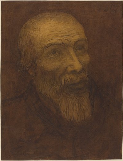 Cabeza de un hombre calvo con barba, 1906 de Alphonse Legros