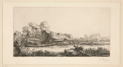 La granja en el río: efecto de la tarde de Alphonse Legros