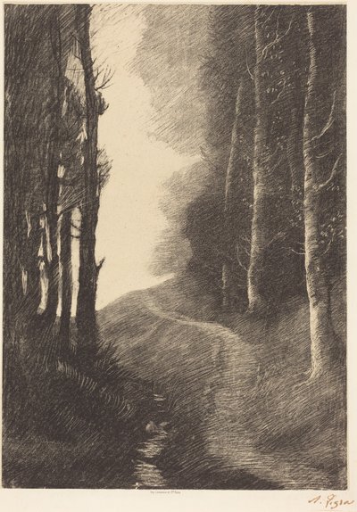 Paisaje con abedules de Alphonse Legros