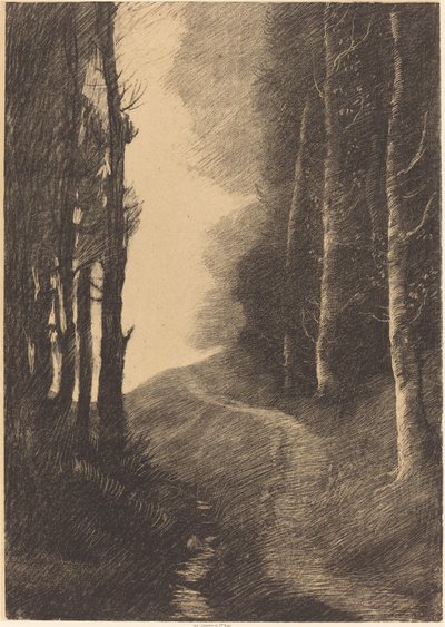 Paisaje con abedules de Alphonse Legros
