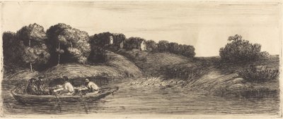 Paisaje con Barco, primera placa de Alphonse Legros