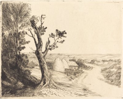 Paisaje con montones de heno de Alphonse Legros