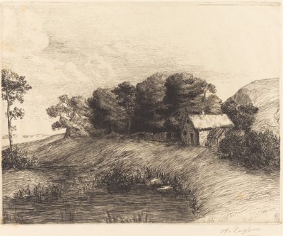 Paisaje con estanque de Alphonse Legros