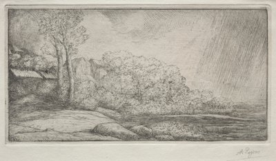 Paisaje con dos árboles (Paysage aux deux Arbres) de Alphonse Legros