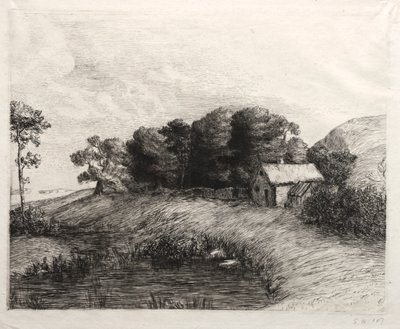 Paisaje con un estanque de Alphonse Legros