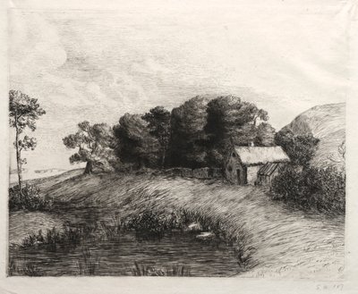 Paisaje con un estanque de Alphonse Legros