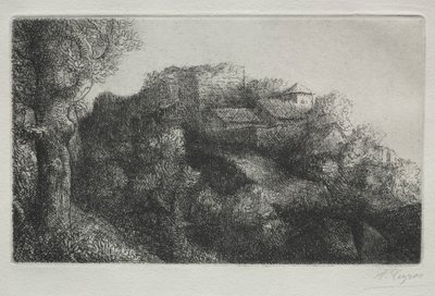 Paisaje con edificios de Alphonse Legros