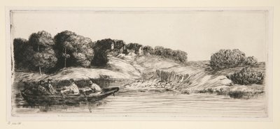 Paisaje con un barco (primer plato) de Alphonse Legros