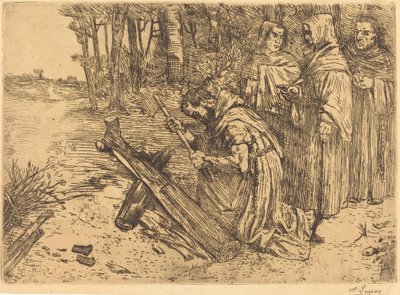 Monjes cortando leña de Alphonse Legros
