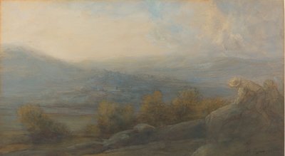 Paisaje montañoso con dos figuras a la derecha, 1905 de Alphonse Legros