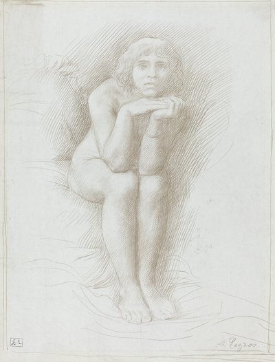 Modelo desnudo sentado de Alphonse Legros