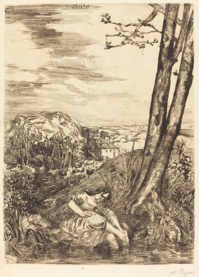 Campesina lavándose los pies de Alphonse Legros