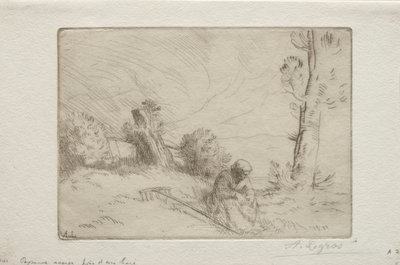 Campesino cerca de una cerca de piedra de Alphonse Legros