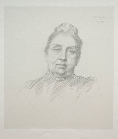 Retrato de Madame Kemp, Vista Frontal (3ª Placa) de Alphonse Legros