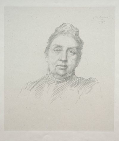 Retrato de Madame Kemp, vista frontal 3ª placa de Alphonse Legros