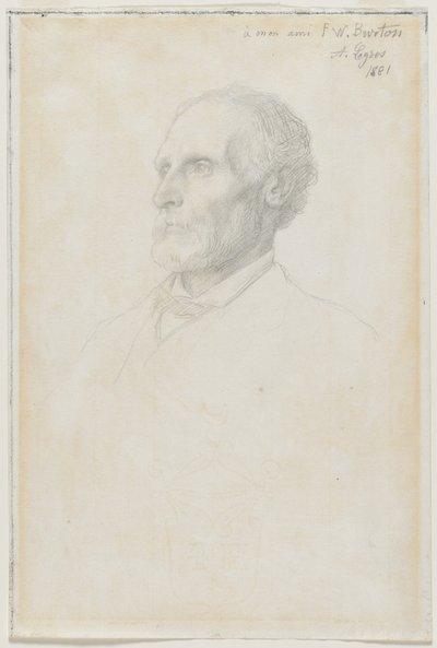Retrato de Sir Frederick W. Burton, Director de la National Gallery, Londres de Alphonse Legros