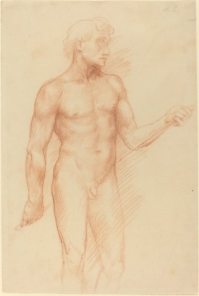 Estudio de la Figura de un Hombre, Sosteniendo una Vara Detrás de la Espalda de Alphonse Legros