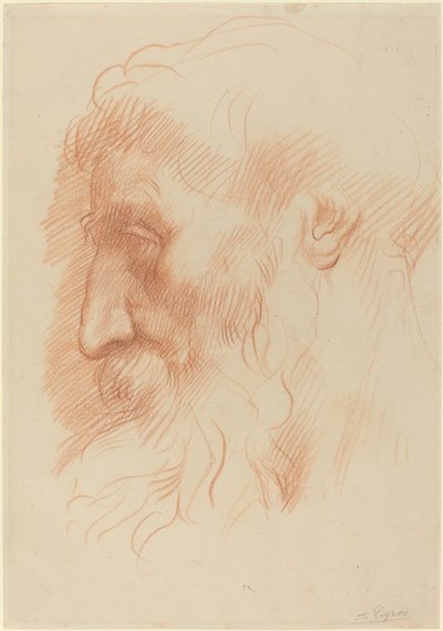 Estudio de la cabeza de un hombre [recto] de Alphonse Legros