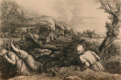 El pueblo en llamas, c1880 de Alphonse Legros