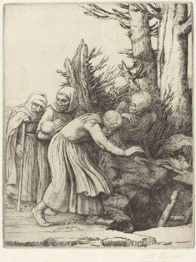 El triunfo de la muerte: La muerte prepara una morada para los sin hogar de Alphonse Legros