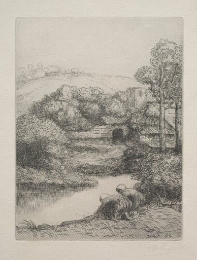 La lavandería Le Lavoir, Dite Les Laveuses de Alphonse Legros