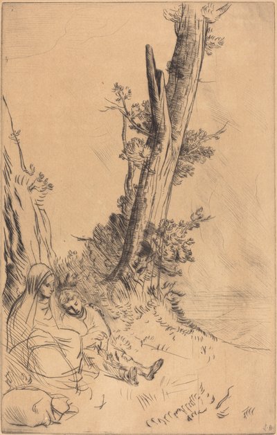 Viajeros descansando Les voyageurs fatigues de Alphonse Legros