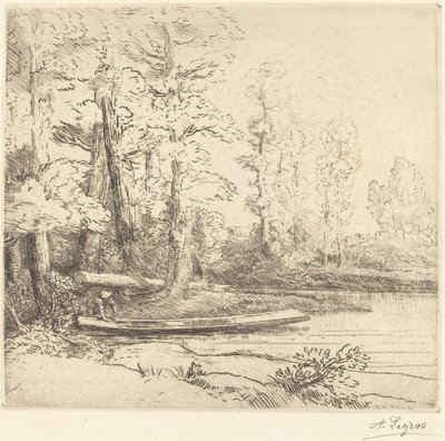 Árboles al borde del agua de Alphonse Legros
