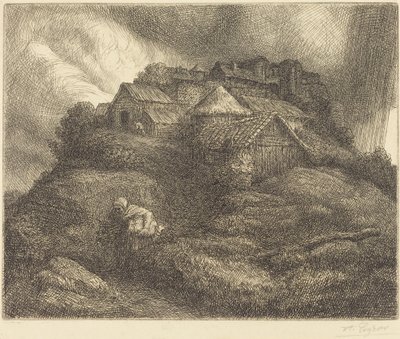 Pueblo de Saint-Pierre durante una tormenta de Alphonse Legros