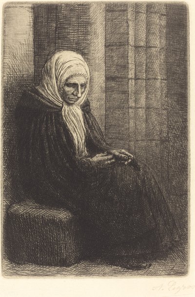 Mujer Sentada contra una Pared, Niño con la Cabeza en su Regazo de Alphonse Legros