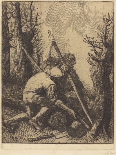 Leñadores, tercera placa de Alphonse Legros